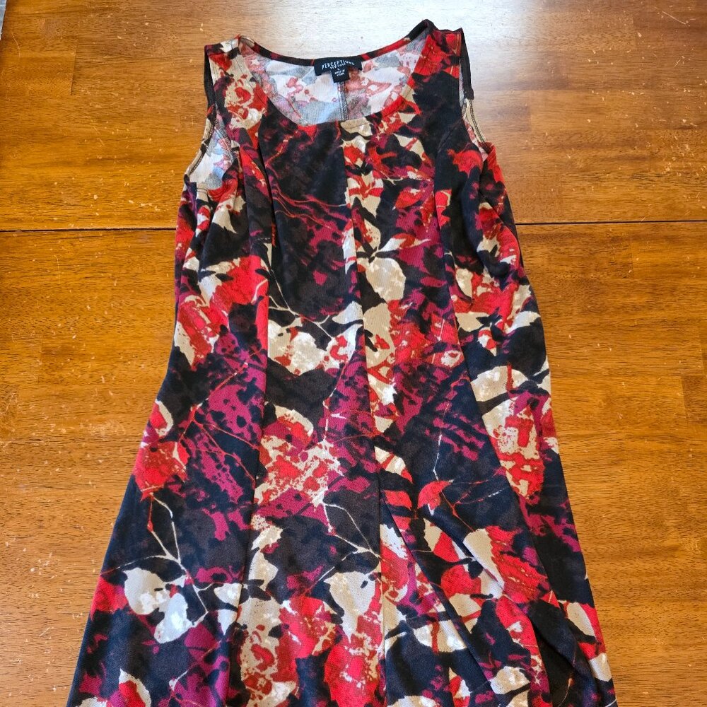 Women’s Sleeveless A Line Fit and Flare Dress Perceptions New York Red & Black L